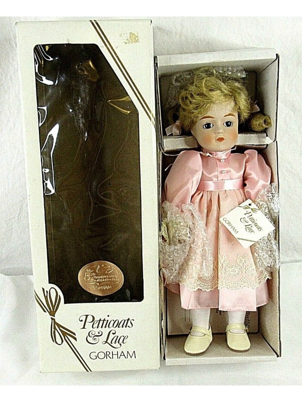 Vintage Gorham Musical Doll Tiffany Petticoats Lace 5th Anniversary Bisque 1984